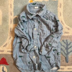 GAP Kids Light Blue Crocodile Button Down Shirt